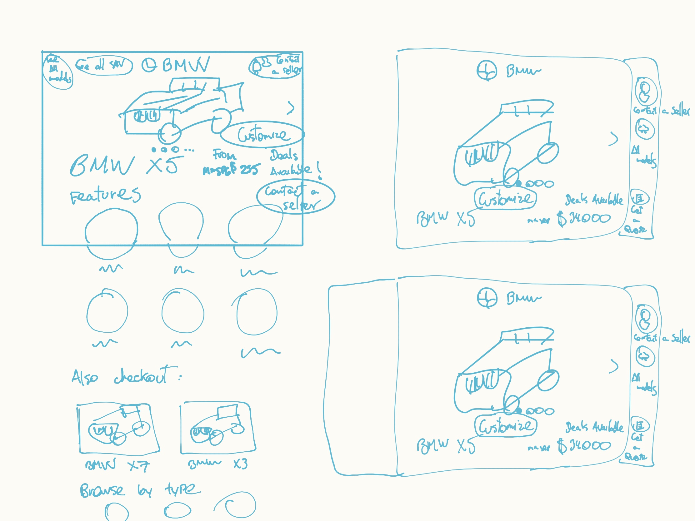 An early sketch of the Customize screen.